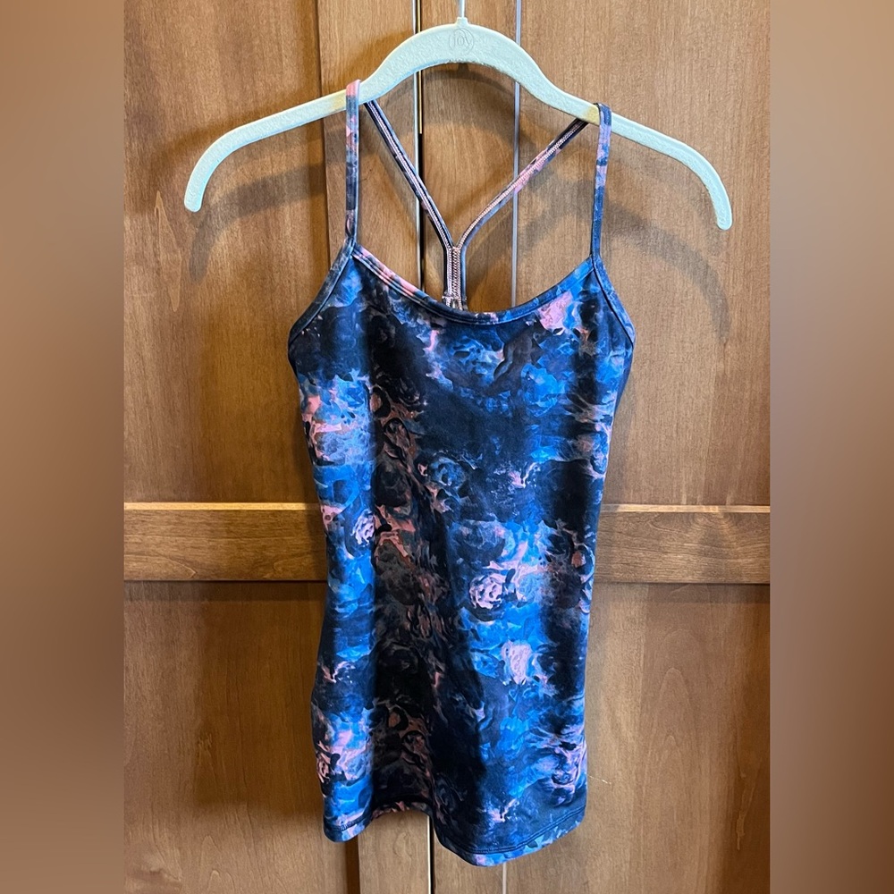 Lululemon Pink and Blue Floral Athletic Tank